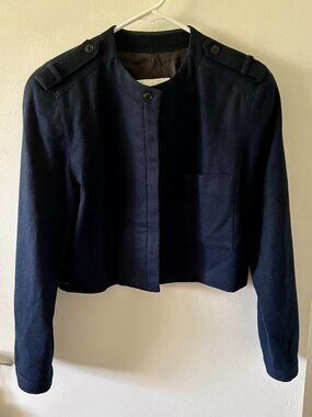 Military Style Wool Bolero Jacket Black Size 12